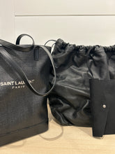 Saint Laurent Bag, Black Raffia & Leather Teddy Drawstring Tote Bag