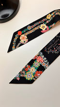 Hermès Silk ‘Brides de Gala en Fleurs’ Black Twilly