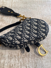 Christian Dior Bag, Navy Oblique Canvas Mini Saddle Bag