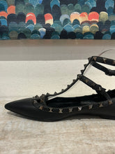 Valentino Shoes, Black Rockstud Ankle Strap Flats (size 39)