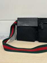 Gucci Bag, Black GG Monogram Web Double Pocket Belt Bag