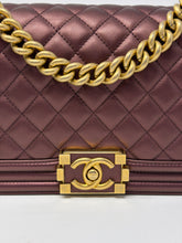 Chanel Bag, 2020 Burgundy Metallic Calfskin Quilted Medium Boy Flap Bag