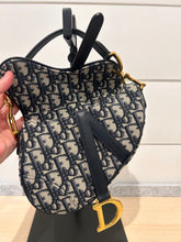 Christian Dior Bag, Navy Oblique Canvas Mini Saddle Bag