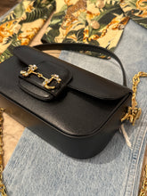 Gucci Bag, Black Horsebit 1955 Embellished Textured-Leather Bag