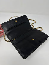 Chanel Bag, 2004 Black Glazed Calfskin Quilted Wallet on Chain