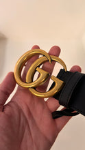 Gucci GG Gold Marmont Black Leather Belt (size 120)