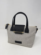 Strathberry Bag, Grey Canvas & Black Leather Mini Tote