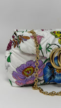 Gucci Bag, White Silk Flora-Motif Print GG Mini Marmont Bag
