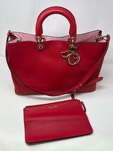 Christian Dior Bag, Red & Pink Calfskin Leather Diorissimo Medium Tote Bag