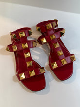 Valentino Shoes, Red Leather Roman Stud Sandals (size 37.5)