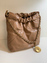 Chanel Bag, Beige Shiny Calfskin Leather 22 Mini Hobo Crossbody
