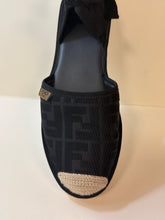 Fendi Shoes, Black Canvas FF Embroidered Roma Ankle Wrap Flat Espadrilles (size 41)