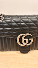 Gucci Bag, Black Calfskin Matelasse Aria Medium GG Marmont Shoulder Bag