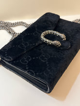 Gucci Bag, Black Velvet GG Monogram Mini Dionysus Wallet on Chain
