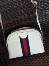 Gucci Bag, Off White Textured Dollar Calfskin Web Small Ophidia Dome Shoulder Bag