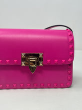 Valentino Bag, Hot Pink Smooth Calfskin Enamel Tonal Small Rockstud23 Shoulder Bag