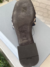 Prada Shoes, Navy Triangle Jacquard Flat Sandals (size 37.5)