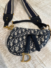 Christian Dior Bag, Navy Oblique Canvas Mini Saddle Bag