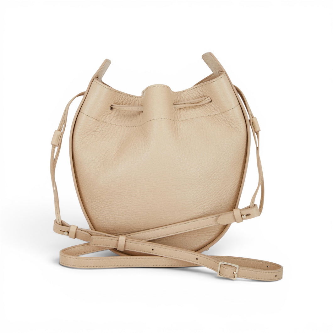 The Row Bag, Cream Pebbled Leather Drawstring Bucket Bag