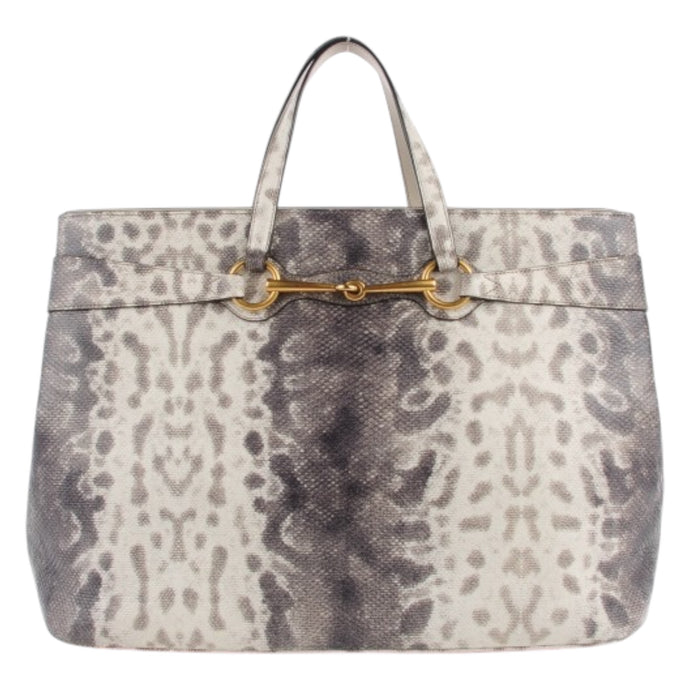 Gucci Bag, Grey Karung Printed Large Animalier Top Handle Tote