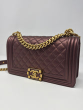 Chanel Bag, 2020 Burgundy Metallic Calfskin Quilted Medium Boy Flap Bag
