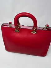 Christian Dior Bag, Red & Pink Calfskin Leather Diorissimo Medium Tote Bag