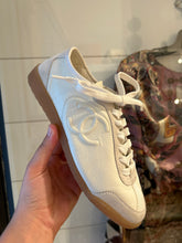 Chanel Shoes, White Leather CC Sneakers (size 37)
