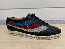 Gucci Shoes, Black Calfskin Glitter Sylvie Web Falacer Sneakers (size 37)