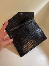 Saint Laurent Bag, Black Croc-Embossed Thin Envelope Uptown Clutch