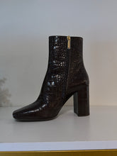 Dolce & Gabbana Shoes, Brown Croc-Embossed Heeled Boots (size 37)
