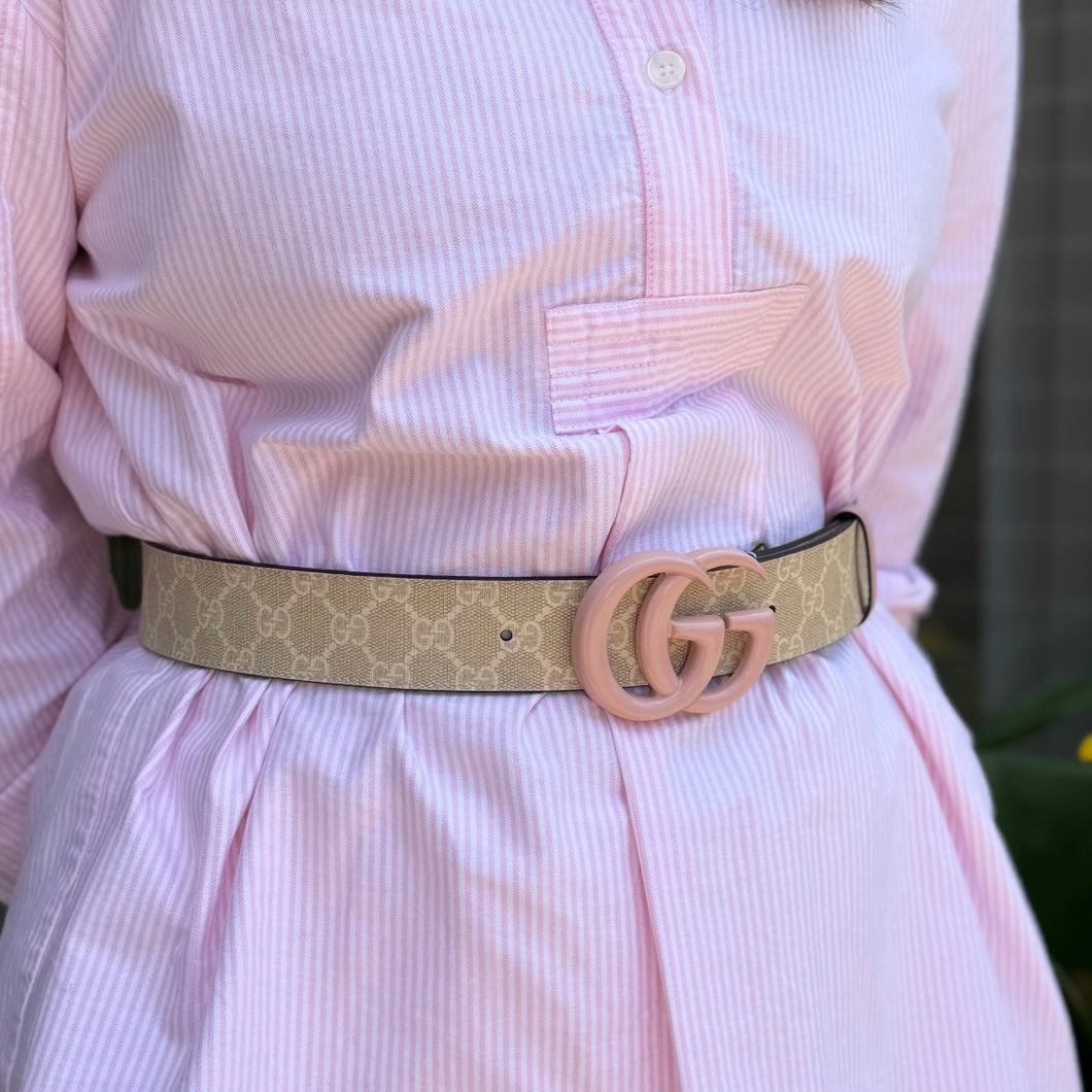 Gucci Pink GG Canvas Belt (size 85)