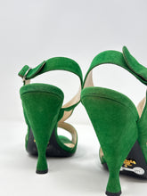 Prada Shoes, Green Suede Criss Cross Slingback Heels (size 39.5)