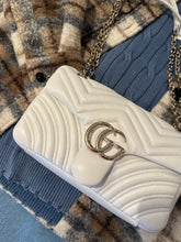 Gucci Bag, White Leather GG Marmont Small Shoulder Bag