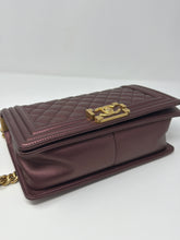 Chanel Bag, 2020 Burgundy Metallic Calfskin Quilted Medium Boy Flap Bag