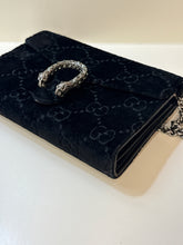 Gucci Bag, Black Velvet GG Monogram Mini Dionysus Wallet on Chain
