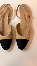 Chanel Shoes, Beige Suede Goatskin & Grosgrain Slingbacks (size 38.5)