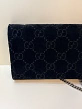 Gucci Bag, Black Velvet GG Monogram Mini Dionysus Wallet on Chain