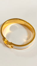 Hermès White & Gold H Clic Clac Bracelet
