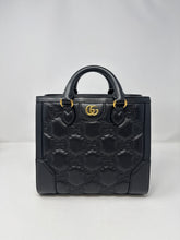 Gucci Bag, Black Leather GG Matelassé Small Top Handle Tote