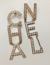 Chanel Gold & Strass CHA-NEL Diamantes Letter Drop Earrings