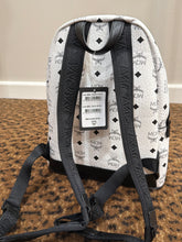 MCM Bag, White Leather Stark Visetos Monogram Small Backpack