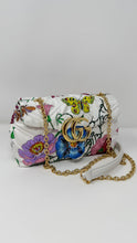 Gucci Bag, White Silk Flora-Motif Print GG Mini Marmont Bag