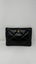 Tory Burch Black Leather Kira Diamond Quilt Pouch