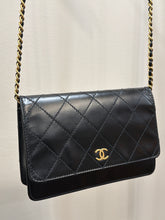 Chanel Bag, 2004 Black Glazed Calfskin Quilted Wallet on Chain