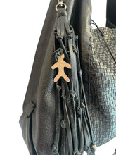 Henry Beguelin Bag, Black Intrecciato & Smooth Leather Hobo Bag