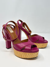 Valentino Shoes, Magenta Pink & Wicker Platform Sandals (size 40)