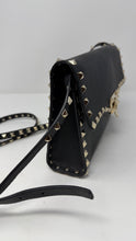 Valentino Bag, Black Pebbled Leather Rockstud Medium Shoulder Bag