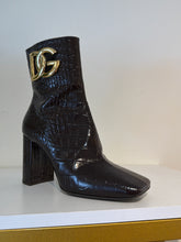 Dolce & Gabbana Shoes, Brown Croc-Embossed Heeled Boots (size 37)