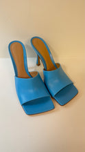 Bottega Veneta Shoes, Blue Lambskin Stretch Mule Sandals (size 37.5)