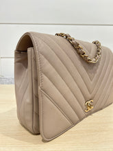 Chanel Bag, Taupe Calfskin Chevron Quilted Medium Statement Flap Bag